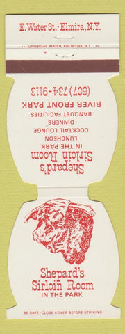 Matchbook Cover - Shepard's Sirloin Room restaurant Elmira NY