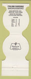 Matchbook Cover - Italian Gardens Smorgasbord Mentor OH
