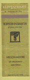 Matchbook Cover - Kuppenheimer Men's Clothes Nelson Moore San Diego CA