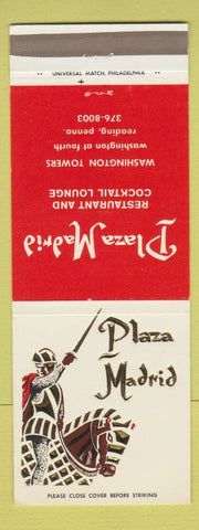 Matchbook Cover - Plaza Madrid Restaurant Reading PA