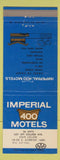 Matchbook Cover - Imperial 400 Motel State College PA