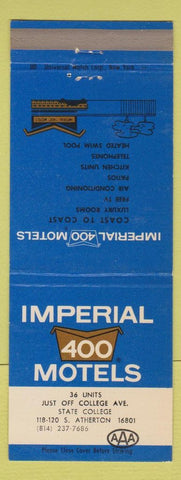 Matchbook Cover - Imperial 400 Motel State College PA