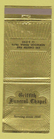 Matchbook Cover - Griffith Funeral Home Norwood PA
