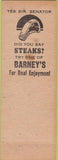 Matchbook Cover - Barney's Market Club Chicago? IL