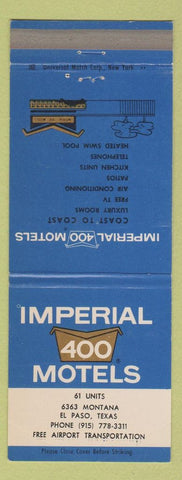 Matchbook Cover - Imperial 400 Motel El Paso TX