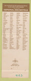 Matchbook Cover - Imperial 400 Motel Little Rock AR