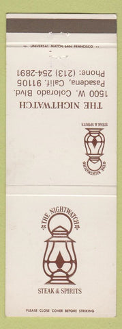 Matchbook Cover - The Nightwatch Steak Restaurant Pasadena CA