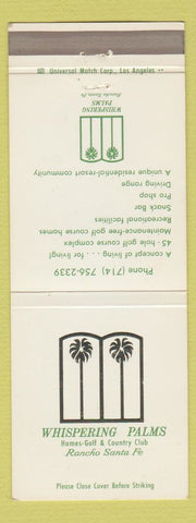 Matchbook Cover - Whispering Palms Golf Country Club Rancho Santa Fe CA