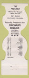 Matchbook Cover - Cincinnati Bengals Football 1982 The Precinct
