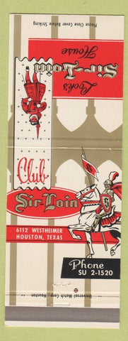 Matchbook Cover - Club Sir Loin Look's House Houston TX knight