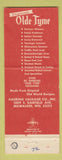 Matchbook Cover - Old Tyme Sausage Milwaukee WI
