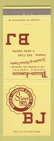 Matchbook Cover - Boggis Johnson Electric Milwaukee WI #2