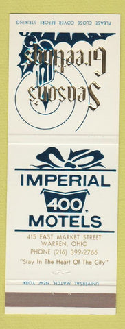 Matchbook Cover - Imperial 400 Motel Warren OH Christmas