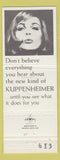 Matchbook Cover - Kuppenheimer Men's Clothes girlie back