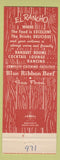 Matchbook Cover - El Rancho Restaurant Flint MI