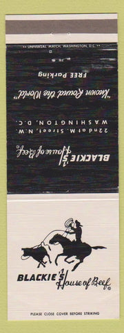 Matchbook Cover - Blackie's House of Beef Washington DC