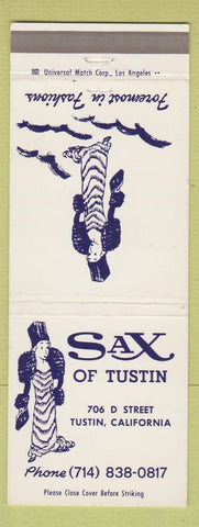 Matchbook Cover - Sax of Tustin CA Furs girlie