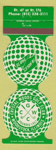 Matchbook Cover - Crystal Woods Golf Club Woodstock IL