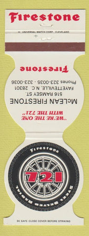 Matchbook Cover - Firestone Tires McLean Fayetteville NC