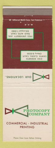 Matchbook Cover - Photocopy Company Printing Palo Alto Santa Clara CA