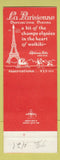 Matchbook Cover - La Parisienne French Restaurant Reef Hotel Waikiki Hawaii