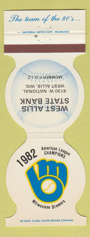 Matchbook Cover - Milwaukee Brewers Baseball 1983 West Allis State Bank WI