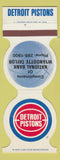 Matchbook Cover - Detroit Pistons Basketball 1981-82 Bank Wyandotte Taylor MI