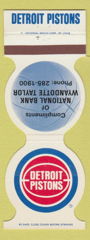 Matchbook Cover - Detroit Pistons Basketball 1981-82 Bank Wyandotte Taylor MI