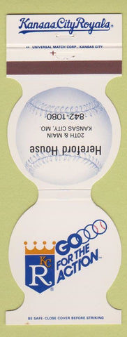 Matchbook Cover - Kansas City Royals Baseball 1982 Hereford House Kansas City MO
