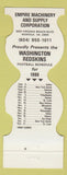 Matchbook Cover - Washington Redskins Football 1980 Empire Machinery Norfolk VA