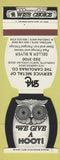 Matchbook Cover - Service Metals Charlotte NC owl