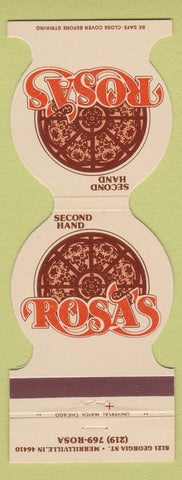 Matchbook Cover - Rosa's Second Hand Merrillville IN pizza