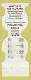 Matchbook Cover - Philadelphia Eagles Football 1982 Hottle's Wilkes Barre PA