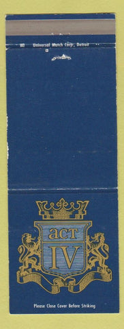 Matchbook Cover - Act IV Restaurant Detroit MI