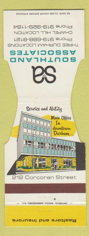 Matchbook Cover Southland Associates Insurance Real Estate Durham Chapel Hill NC