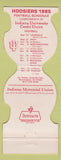 Matchbook Cover - Indiana Hoosiers Credit Union Basketball Football 1985