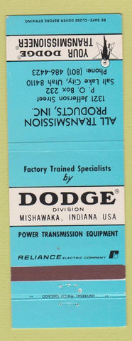 Matchbook Cover - Dodge Transmission Salt Lake City UT