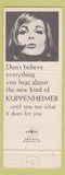 Matchbook Cover - Kuppenheimer Men's Clothes Hibbs Salt Lake City UT