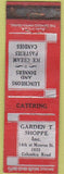 Matchbook Cover - Garden T Shoppe  NO TOWN WORN Midget