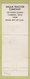 Matchbook Cover - Massey Ferguson Tractors Milam Cameron TX WEAR