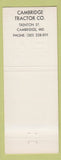 Matchbook Cover - Massey Ferguson Tractors Cambridge MD