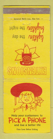 Matchbook Cover - Pick a Phone Telephone Extensions NW Bell WORN