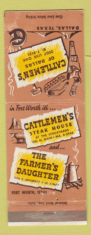 Matchbook Cover - Cattlemen's Dallas TX Fort Worth Farmer's Daughter WEAR