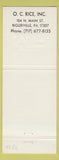 Matchbook Cover - Massey Ferguson Tractors Biglerville PA OC Rice WEAR
