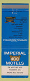 Matchbook Cover - Imperial 400 Motel Valdosta GA