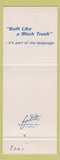 Matchbook Cover - Mack Trucks 75th Fairbanks AK