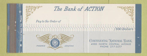 Matchbook Cover - Continental National Bank Phoenix AZ WEAR