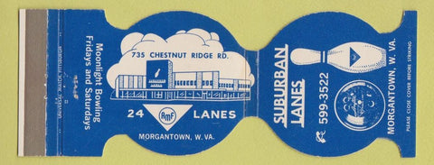 Matchbook Cover - Suburban Lanes Bowling AMF Morgantown WV jewelite