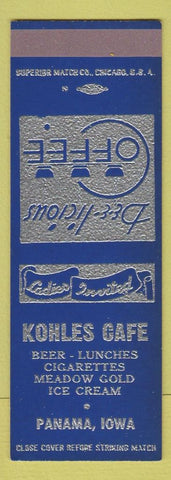 Matchbook Cover - Kohles Cafe Panama IA SAMPLE