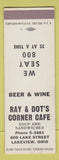Matchbook Cover - Ray & Dot's Corner Cafe Lakeview OH SAMPLE